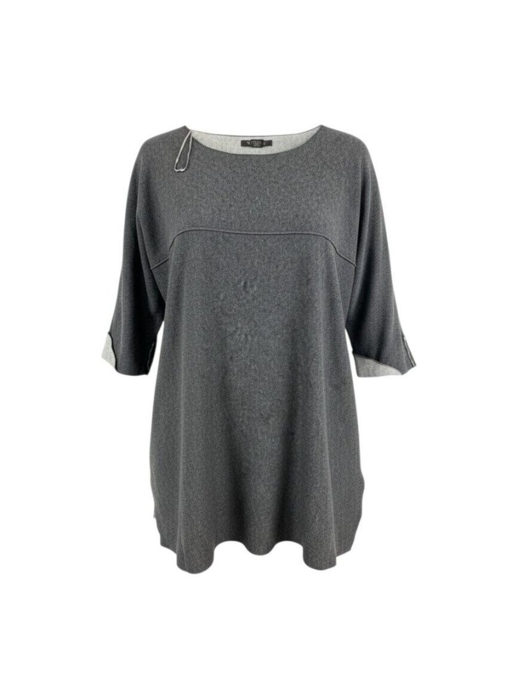 Tahari Womens Heather Gray 3/4 Sleeve Tunic Top 2X